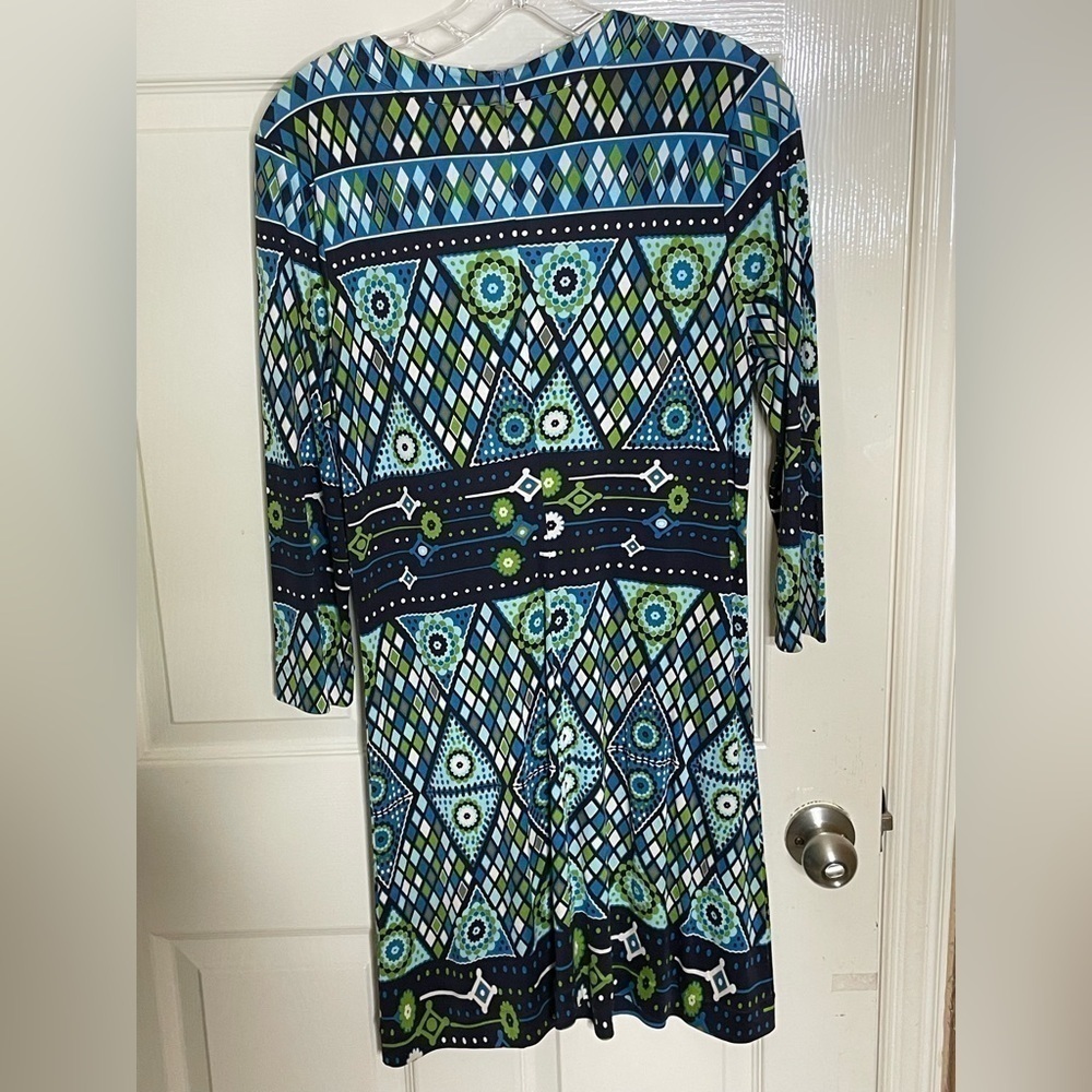 Tory Burch Dress Size 8 Claire Blue 100% Silk Stained Glass Mandala - Picture 5 of 14